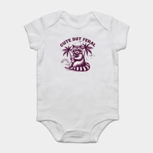 Cute But Feral Raccoon Baby Bodysuit